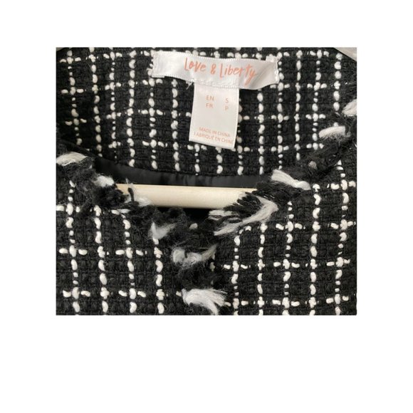 Love & Liberty Tweed Style Light Black and White Squares Details Jacket S - Picture 2 of 4